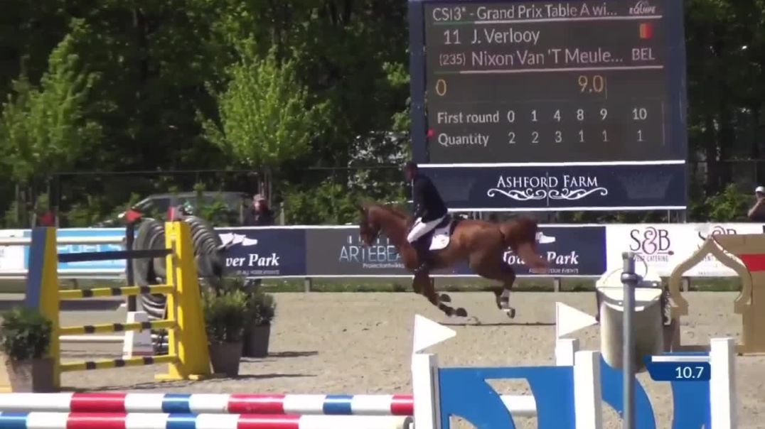 Nabali de Jolie z farther Nixon Van’t Meulenhof jumps his first 155 GP to finish 5th at the age of 9